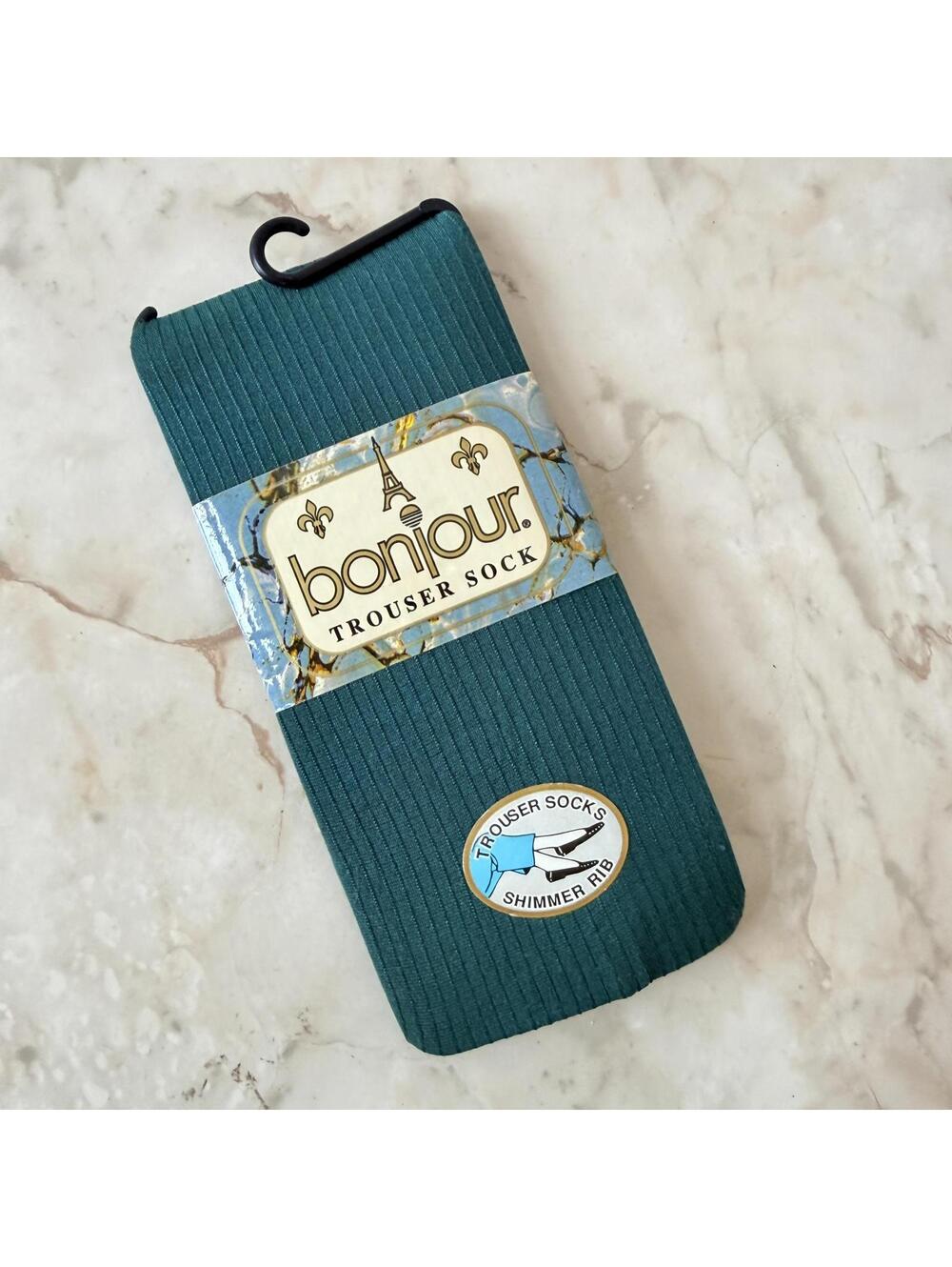 Bonjour Spruce Green Trouser Socks with Shimmer Rib